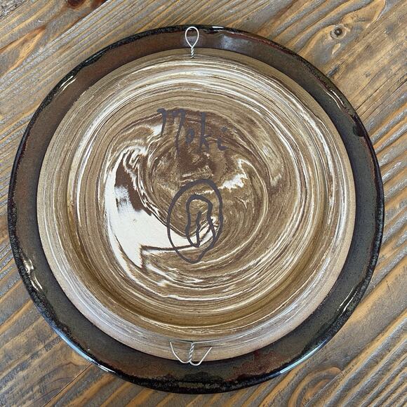 Tribal Man Warrior 10” Plate By Moki Studio Art Pottery Moab Utah Ready 2 Hang - Picture 4 of 7
